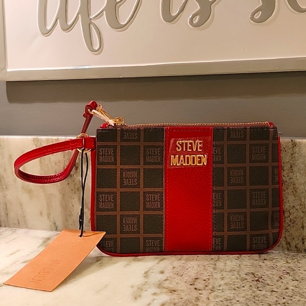 Red and brown Wristlet Steve Madden